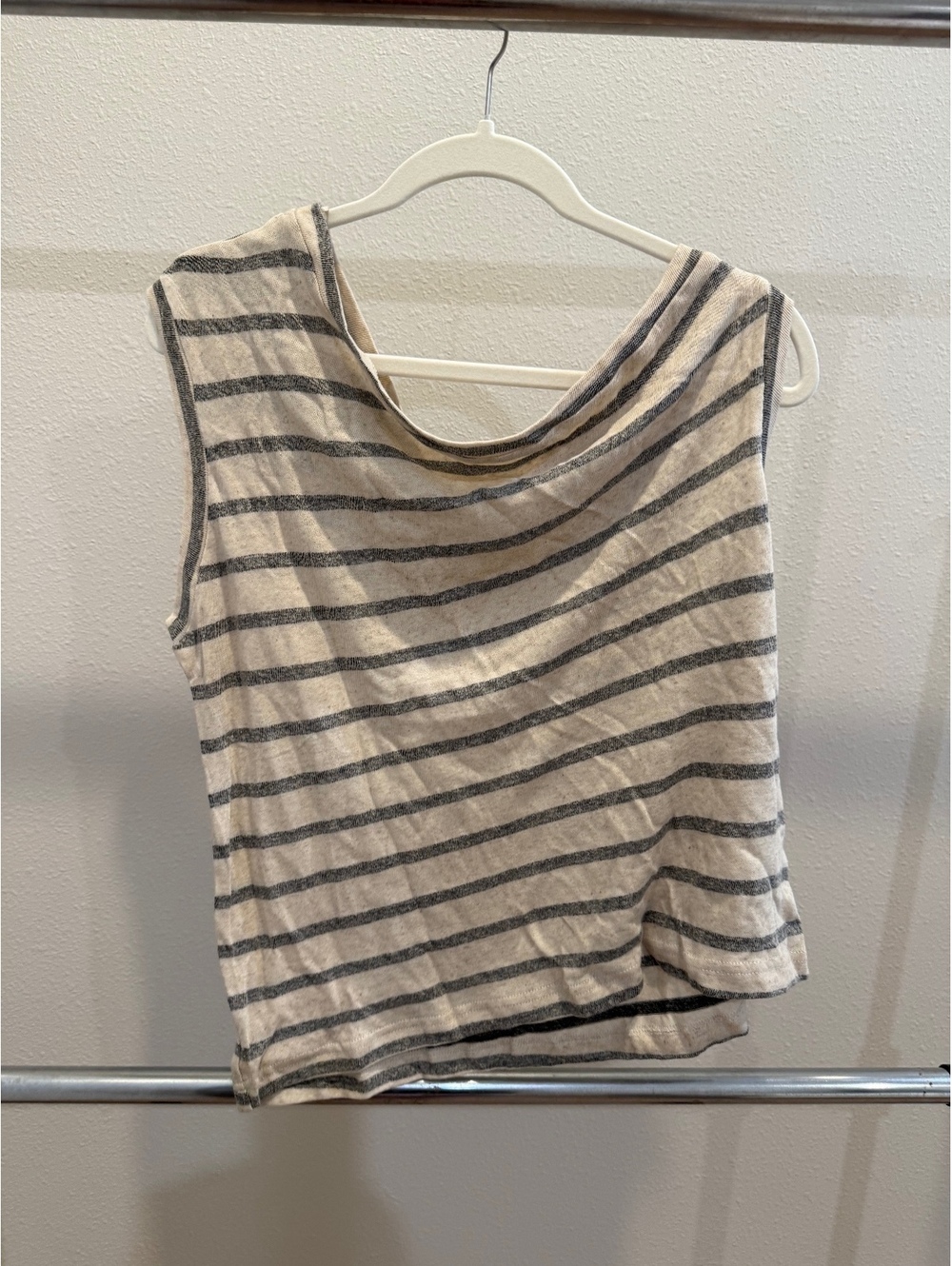 By Together Medium Striped Linen Cotton Rayon Blend Sleeveless Top